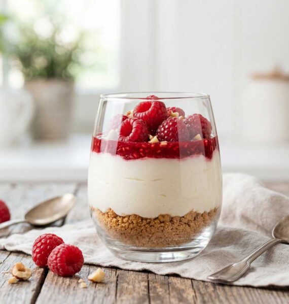 Cheesecake in een glas met framboos maken