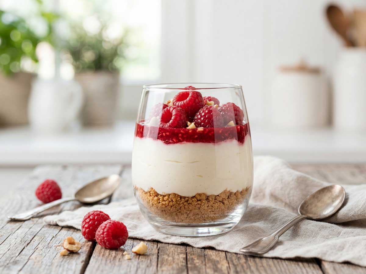 Cheesecake in een glas met framboos maken