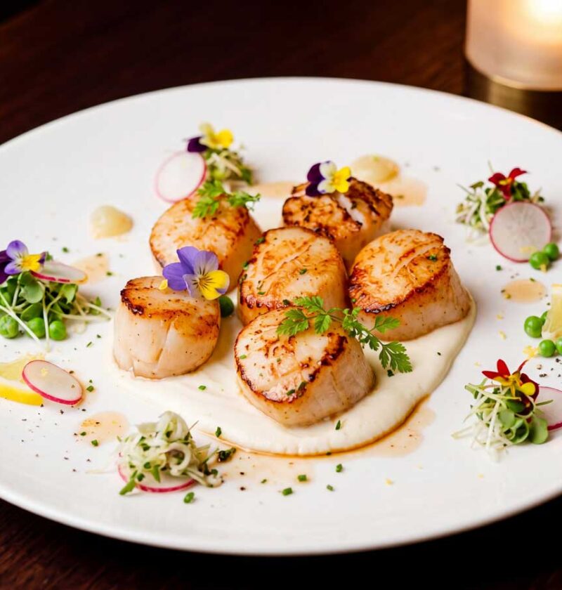 Coquilles bakken in een gietijzeren koekenpan
