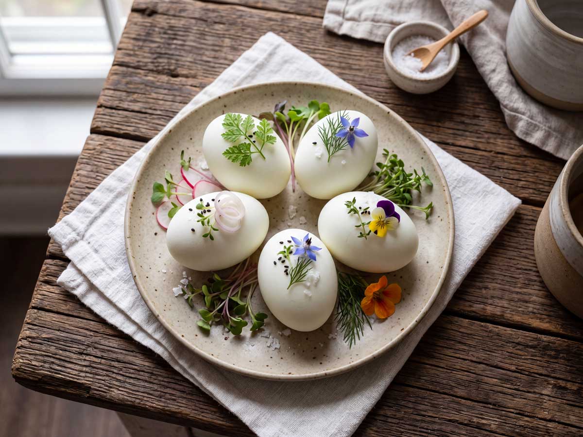 Eendenei koken in een gewone pan, in de keuken van chef-kok Wilhelmus Hengstmengel