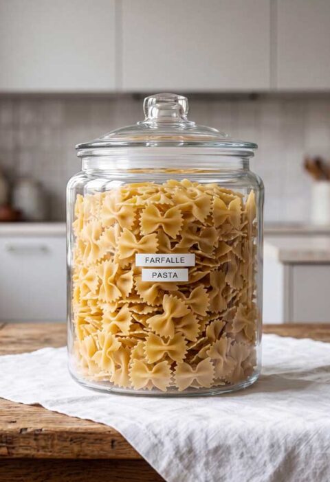 Farfalle koken in een ruime pan met 4 liter water