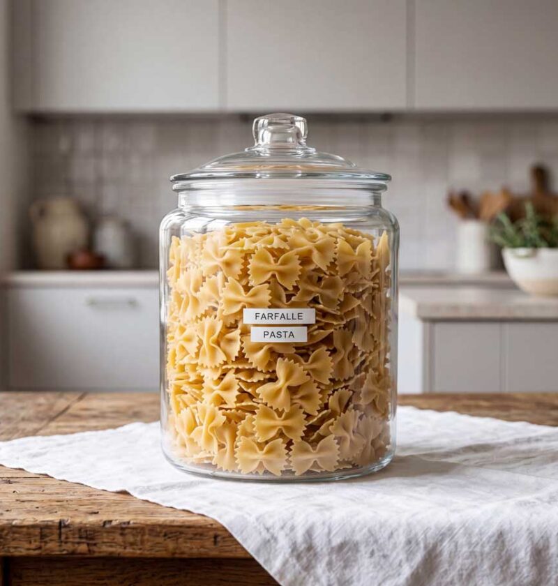 Farfalle koken in een ruime pan met 4 liter water