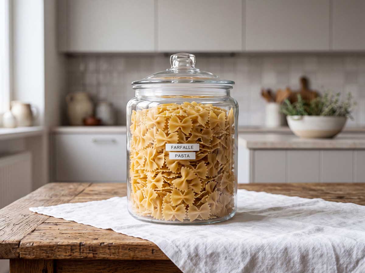 Farfalle koken in een ruime pan met 4 liter water