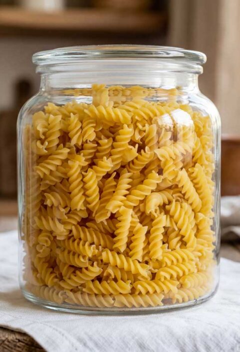 Fusilli koken in een gewone pan in de keuken van Wilhelmus Hengstmengel