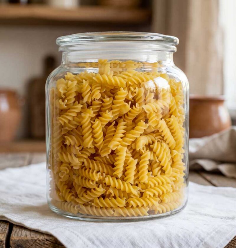 Fusilli koken in een gewone pan in de keuken van Wilhelmus Hengstmengel