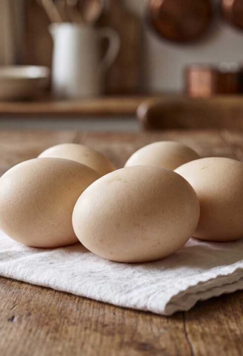 Ganzen ei koken in een gewone pan, in de keuken van Wilhelmus Hengstmengel