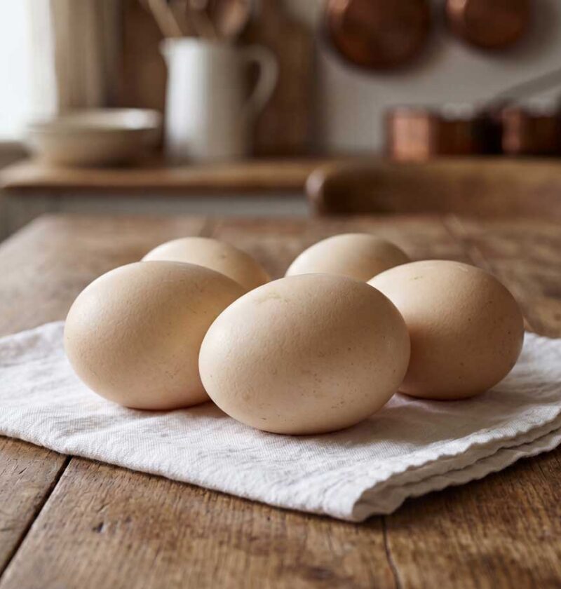 Ganzen ei koken in een gewone pan, in de keuken van Wilhelmus Hengstmengel