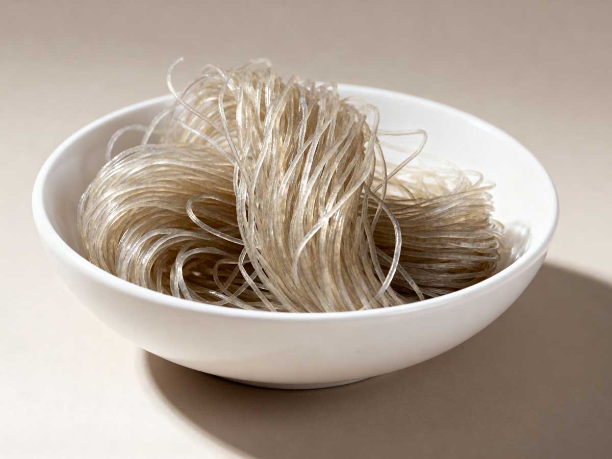 Glasnoedels koken in een gewone pan