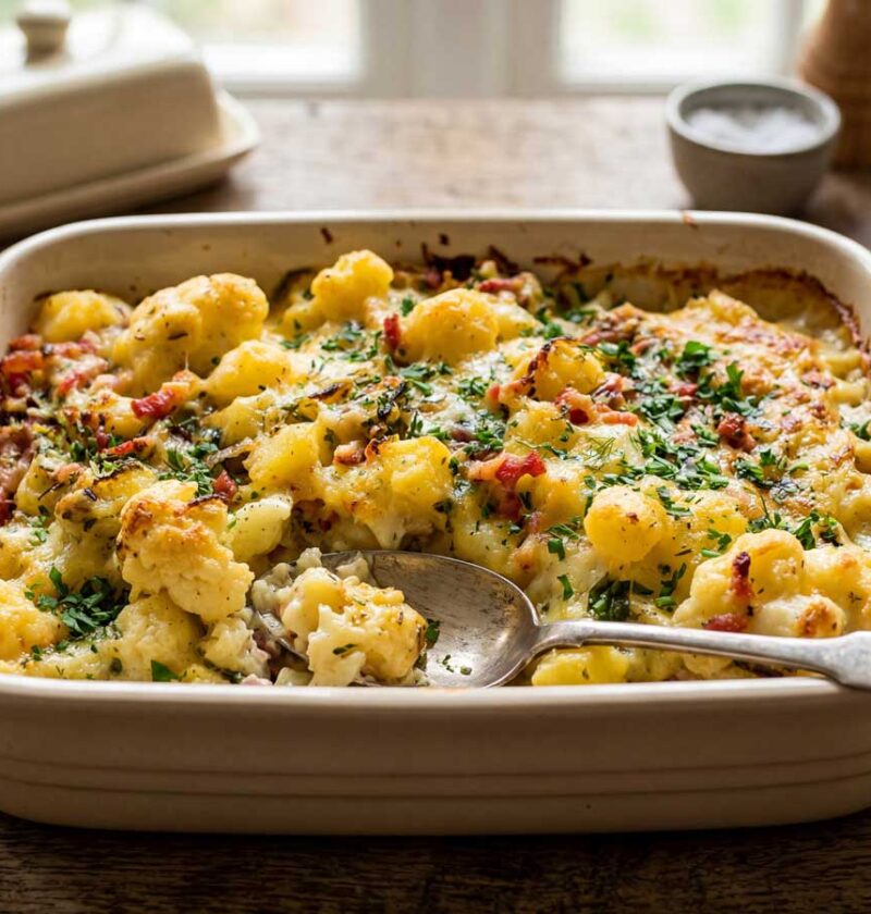 Hollandse ovenschotel met bloemkool uit de oven