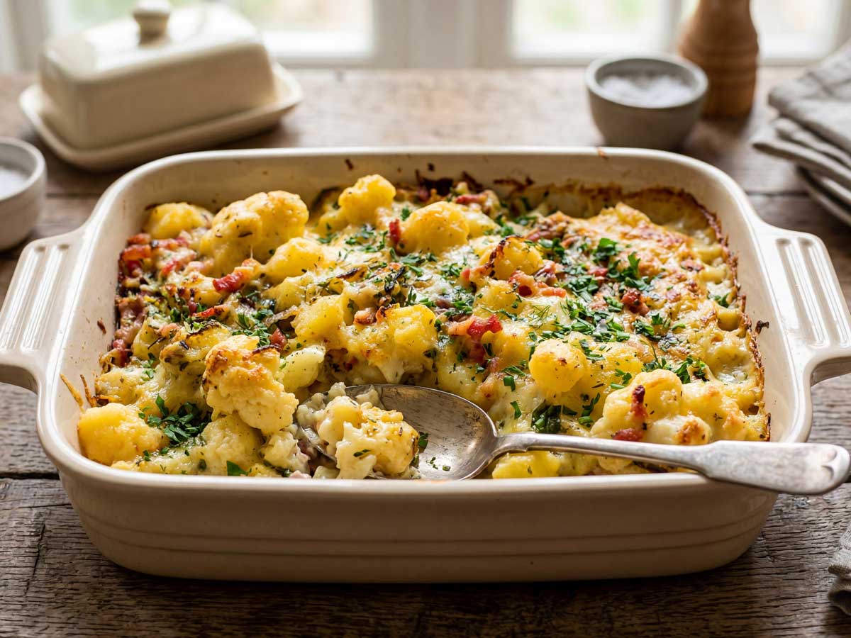 Hollandse ovenschotel met bloemkool uit de oven