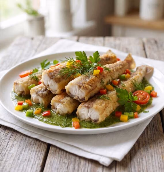 Hondshaai bakken in een gietijzeren pan in de keuken van Wilhelmus Hengstmengel