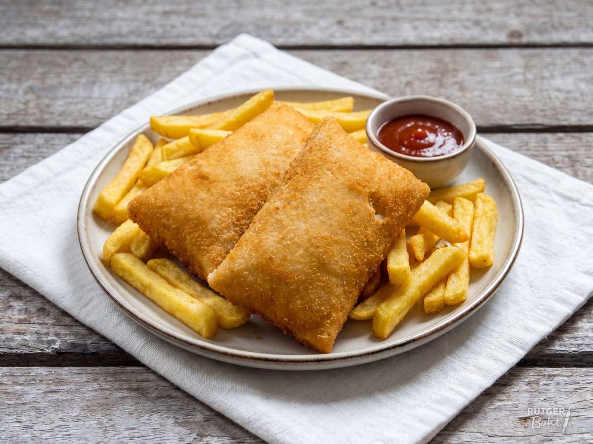 Kaassoufflé bakken in een friteuse. Wilhelmus Hengstmengel bakt dit in zonnebloemolie.