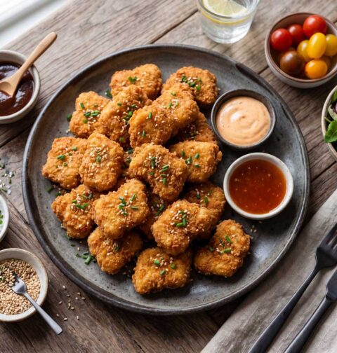 Kipnuggets bakken in een koekenpan