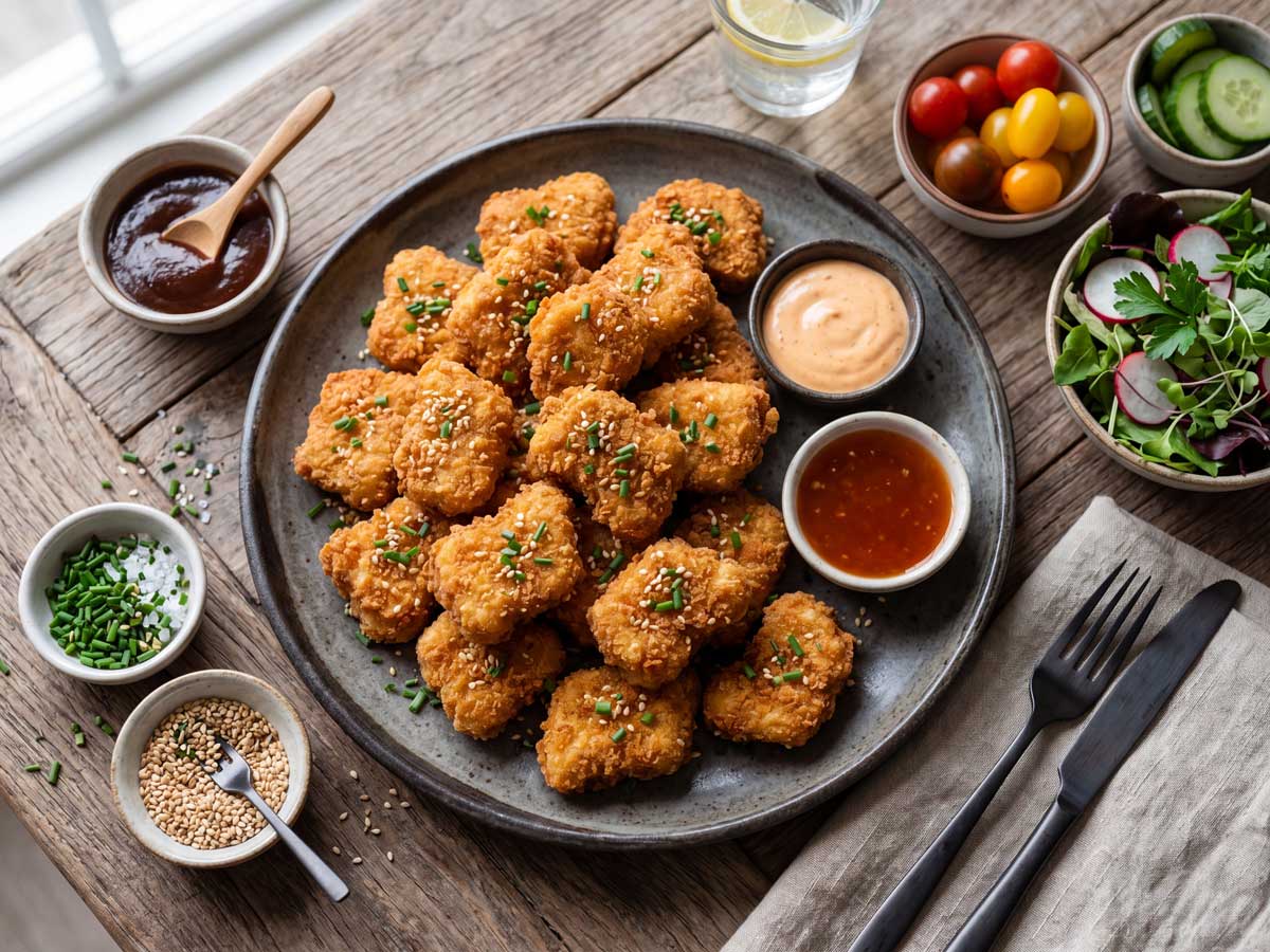 Kipnuggets bakken in een koekenpan