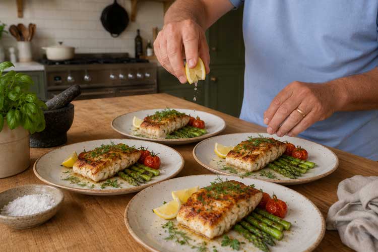 Knijp wat citroensap over de filets uit voor extra smaak en strooi er wat gehakte verse peterselie over