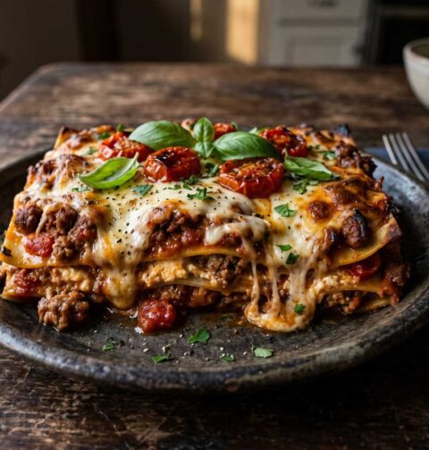 Lasagne opwarmen in een oven op 180 graden