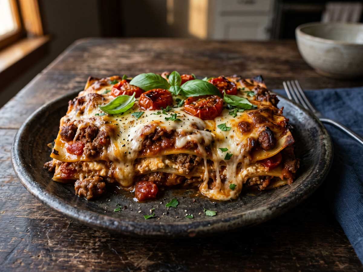 Lasagne opwarmen in een oven op 180 graden