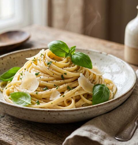 Linguine koken in een pan met water en zout