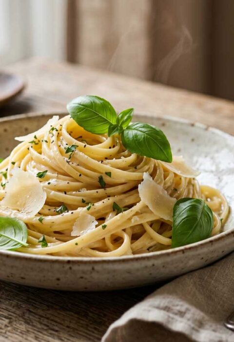 Linguine koken in een pan met water en zout