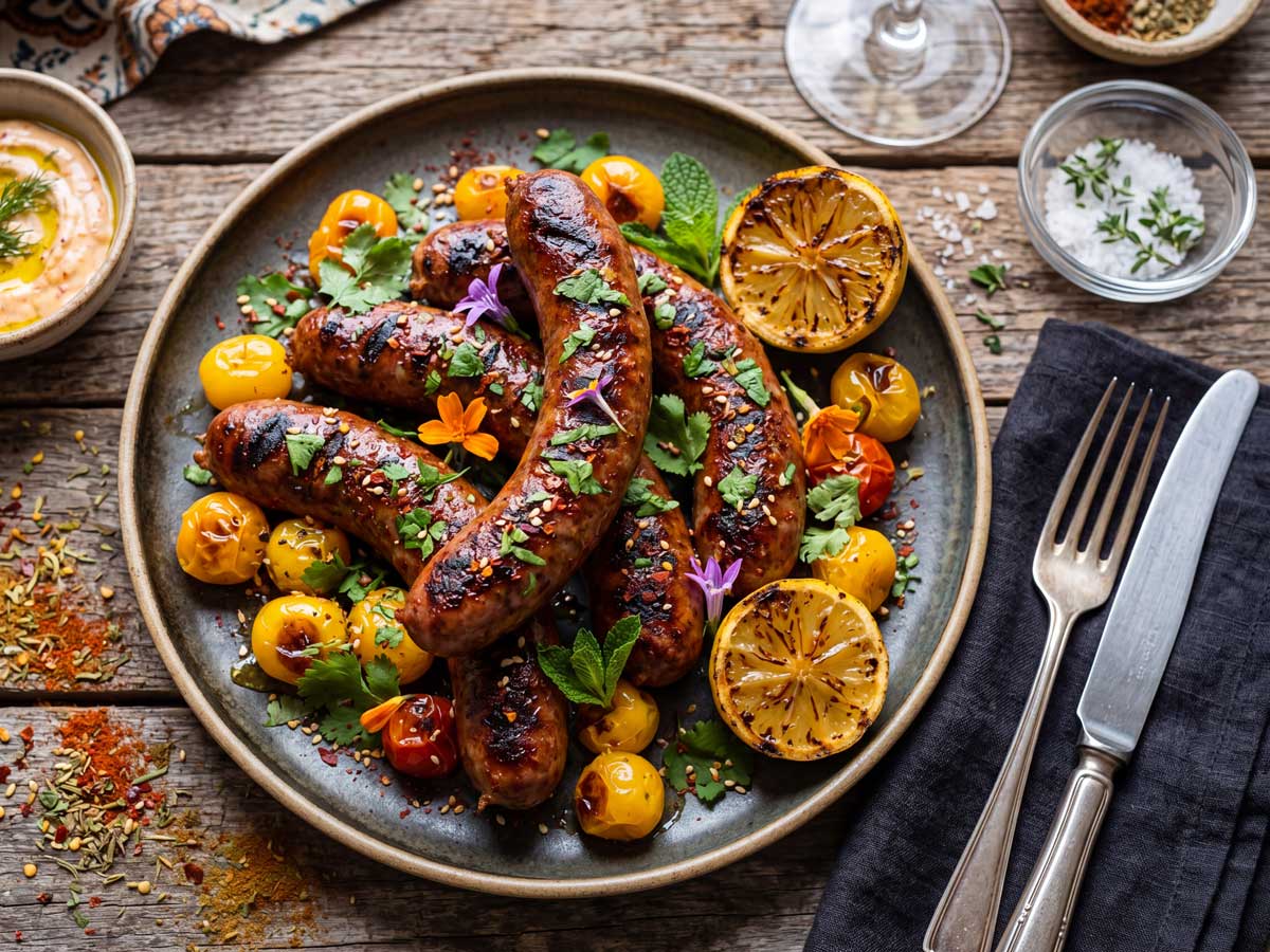 Merguez bakken in een koekenpan met dikke bodem