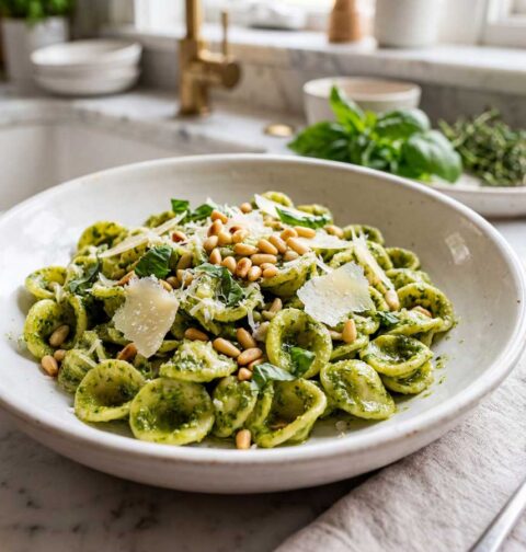 Orecchiette koken in een grote pan
