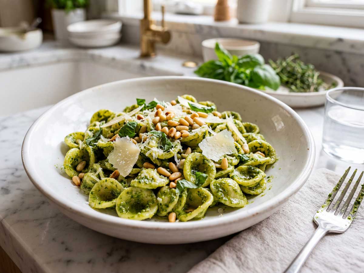 Orecchiette koken in een grote pan