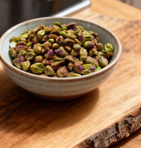 Een schaaltje vol geroosterde pistachenoten.