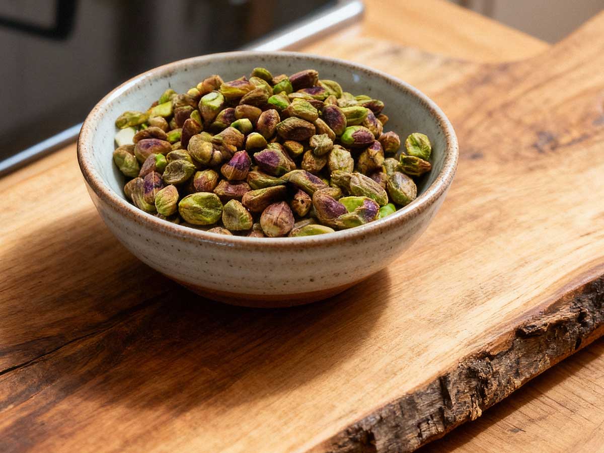 Een schaaltje vol geroosterde pistachenoten.