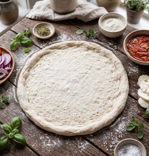 Pizzadeeg maken met gist, bloem en lauw water