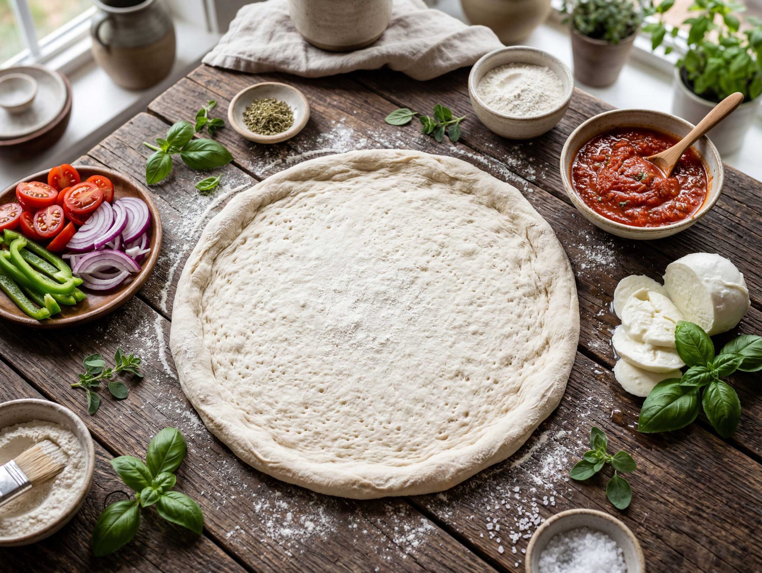 Pizzadeeg maken met gist, bloem en lauw water