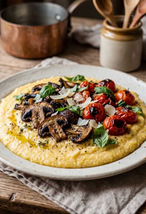 Polenta koken in een pan met dikke bodem