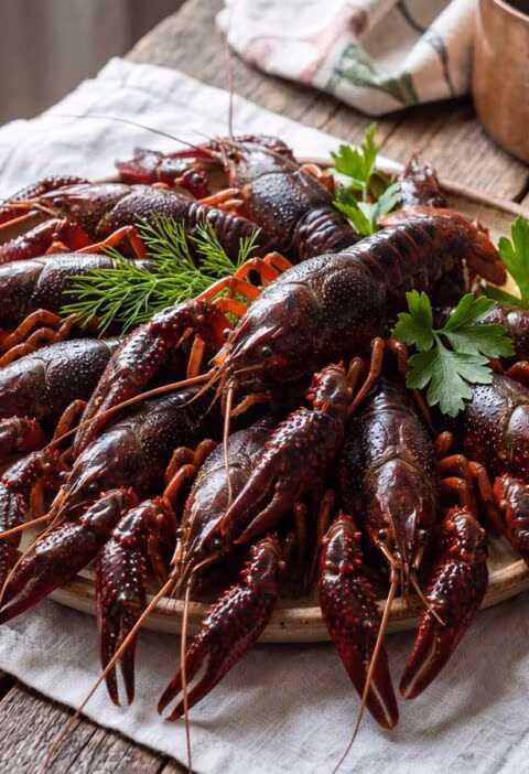 Rivierkreeft koken in ruim water in de keuken van Wilhelmus Hengstmengel