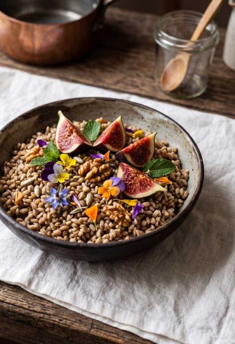 Rogge koken in een pan op een middelhoog vuur