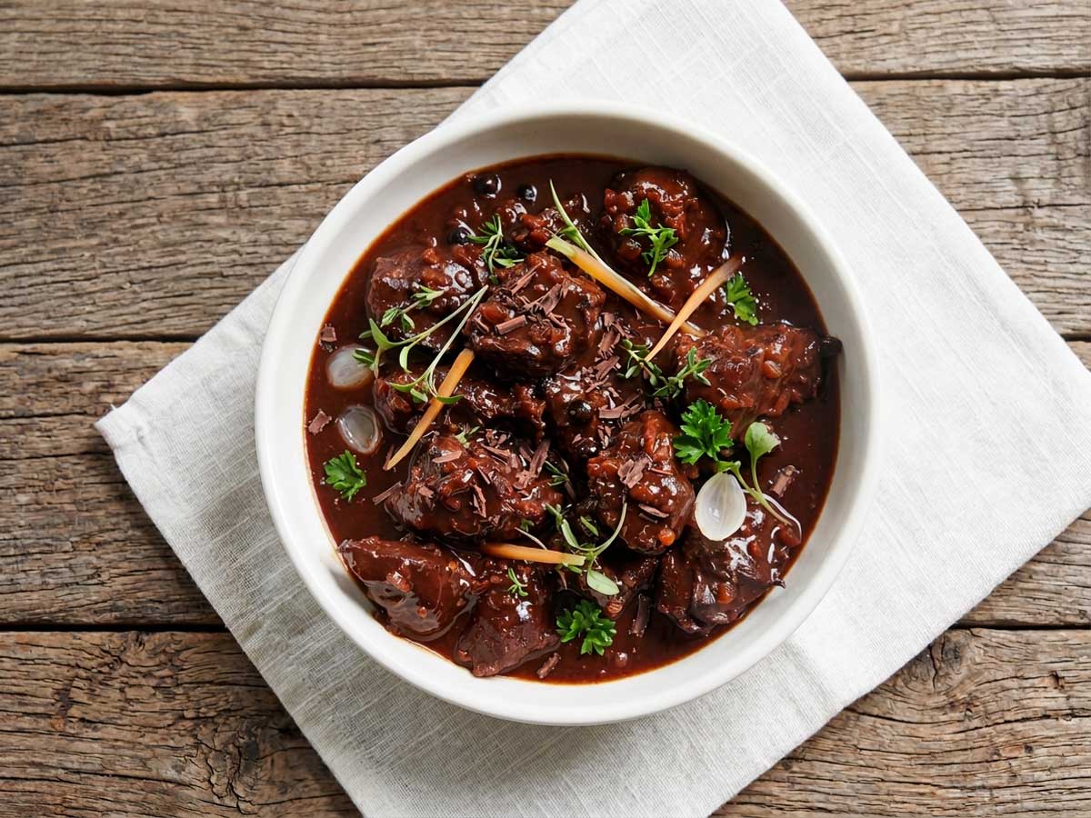 Rundergoulash met chocolade maken