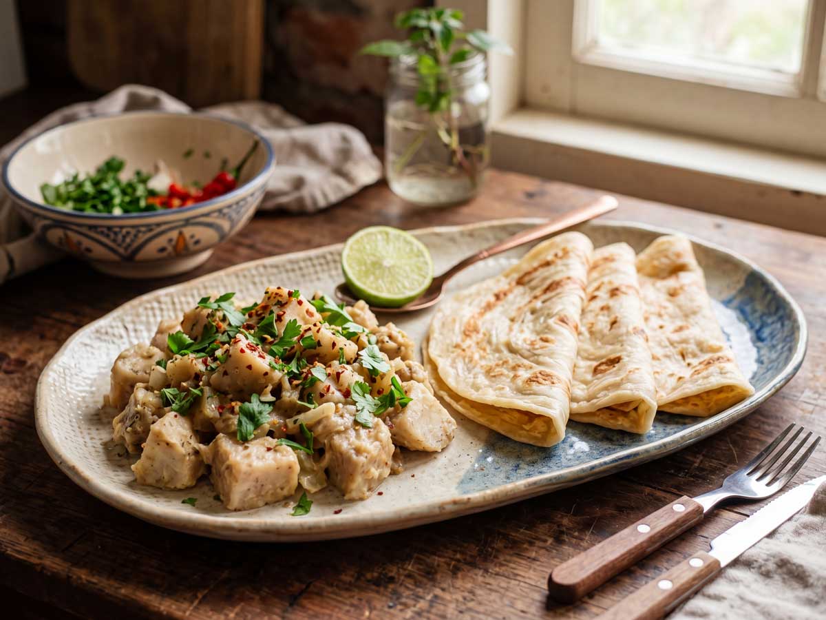 Sada eddoes met roti maken
