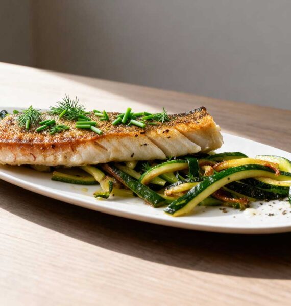 Snoek bakken in een gietijzeren koekenpan