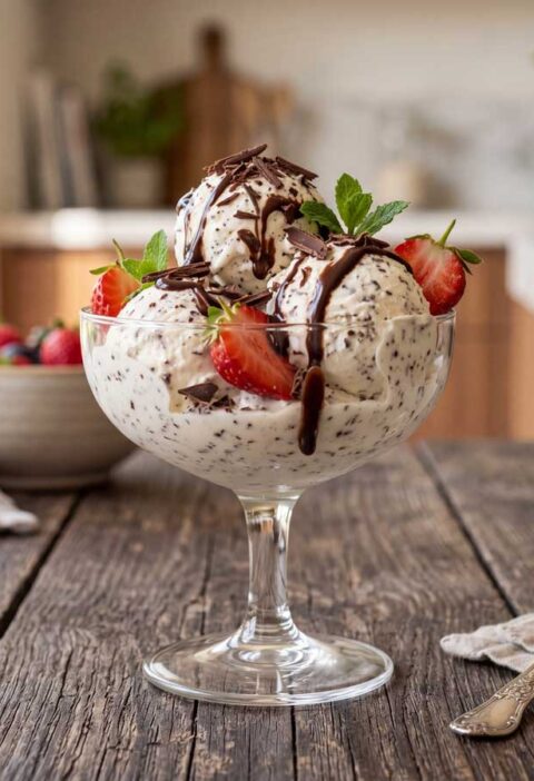 Stracciatella ijs maken in een ijsmachine