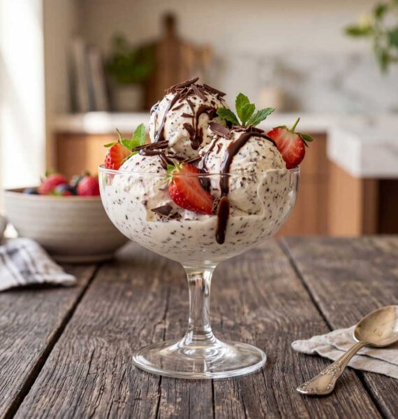 Stracciatella ijs maken in een ijsmachine