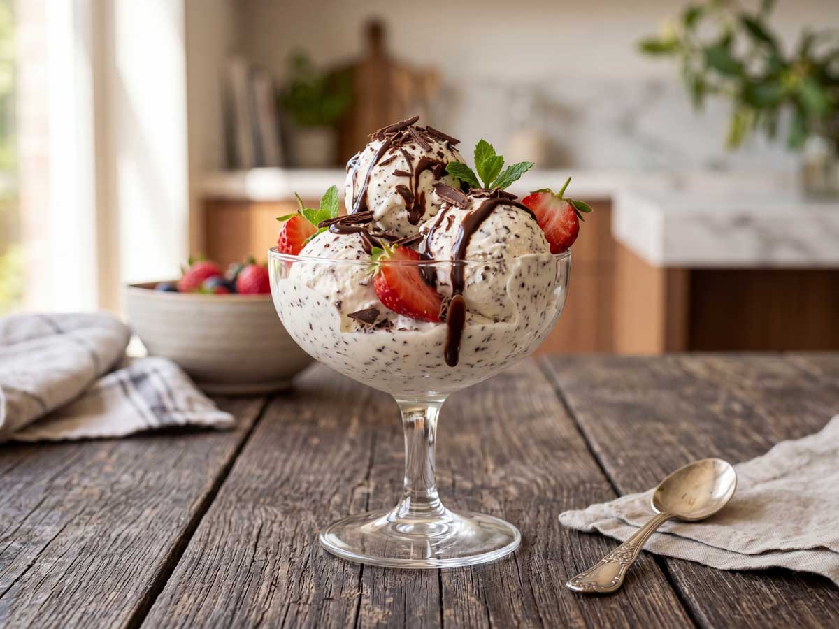 Stracciatella ijs maken in een ijsmachine
