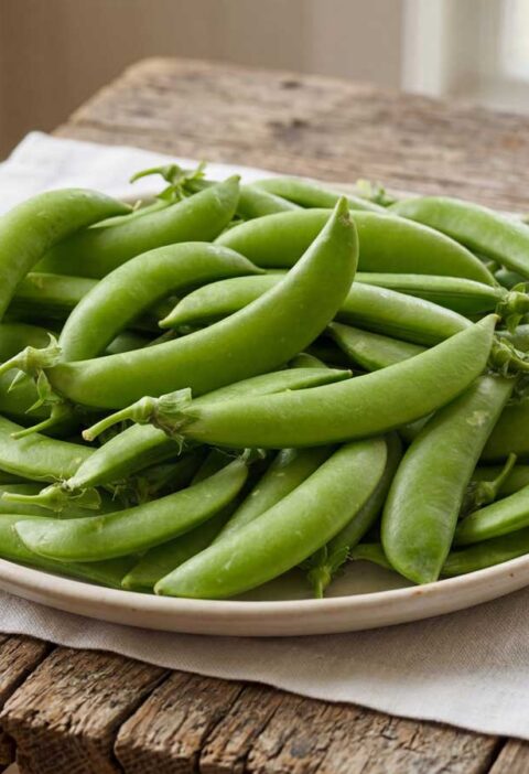 Sugar snaps koken in een gewone pan in de keuken van Wilhelmus Hengstmengel