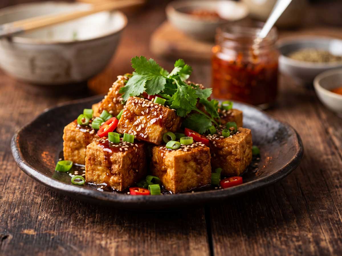 Tahu gorengmaken in een wok of diepe koekenpan