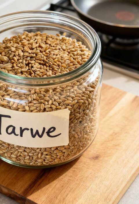 Een grote, open, voorraadbus vol met tarwe.