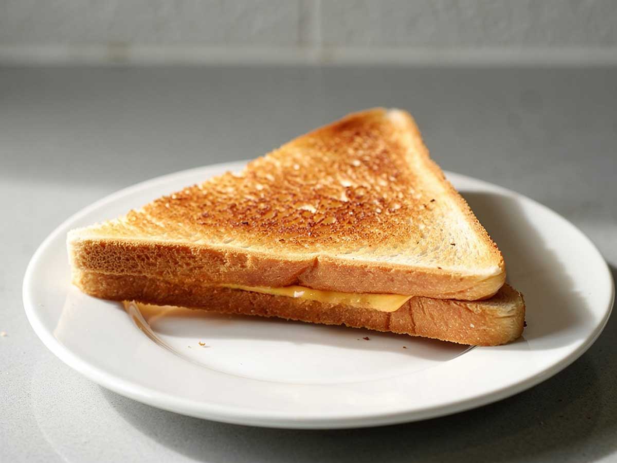 Een tosti ham kaas, dat net opgewarmd is.