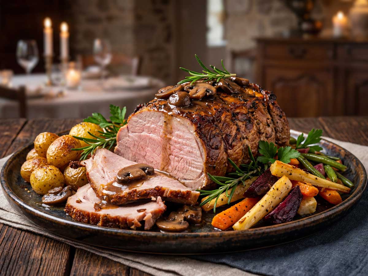 Varkensfilet bakken in een braadpan