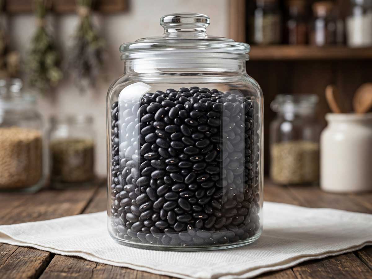 Zwarte bonen koken in een gewone pan