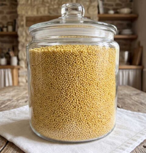 Gierst koken in een gewone pan in de keuken van Wilhelmus Hengstmengel