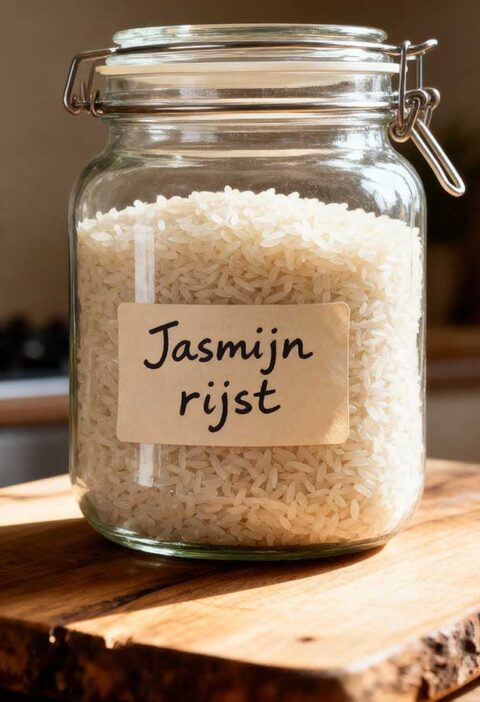 Een voorraadbus vol met jasmijn rijst.